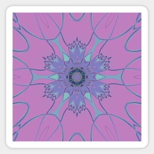 Cartoon Mandala Flower Purple and Blue Sticker